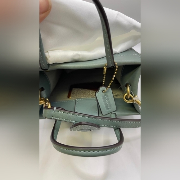 Coach Mini Cashin Tote NWOT crossbody bag purse blue/light blue/sage - Picture 3 of 6